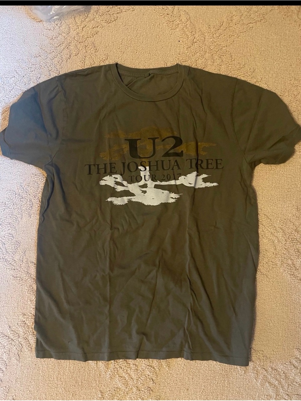 The Joshua Tree Olive Green Tour T-Shirt U2 2017 European